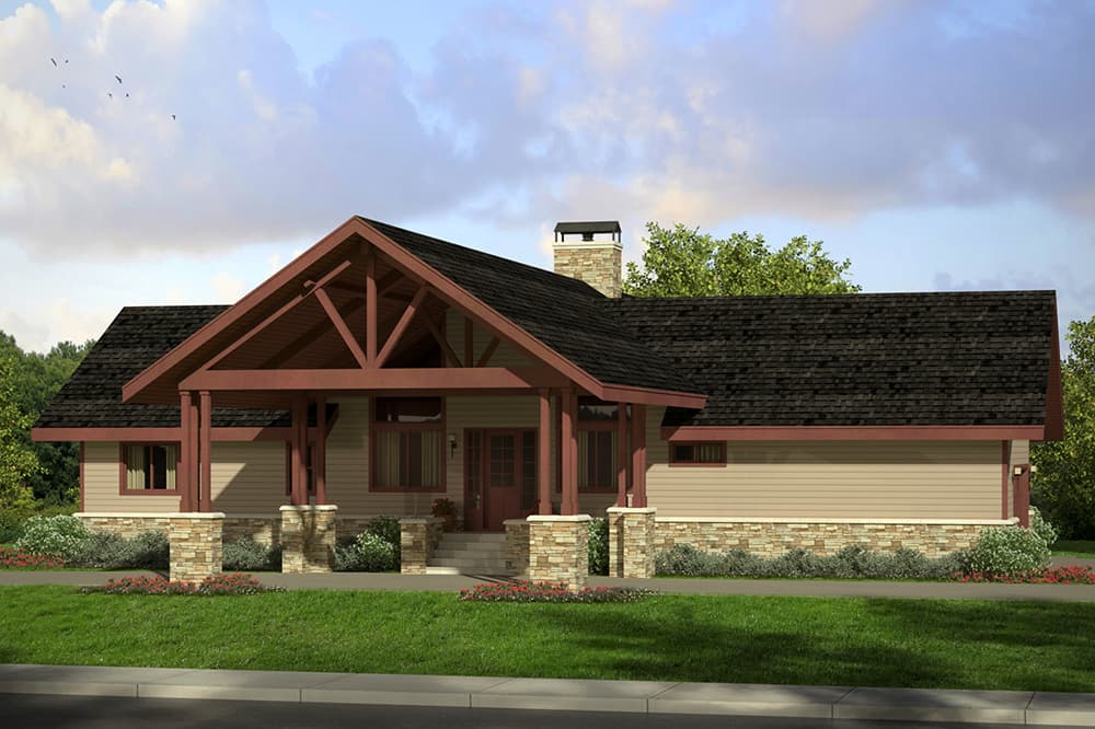 2-Bedroom, 1545 Sq Ft Cottage Home Plan - 108-1807 - Main Exterior