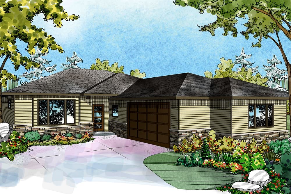 2-Bedroom, 1611 Sq Ft Ranch Home Plan - 108-1821 - Main Exterior
