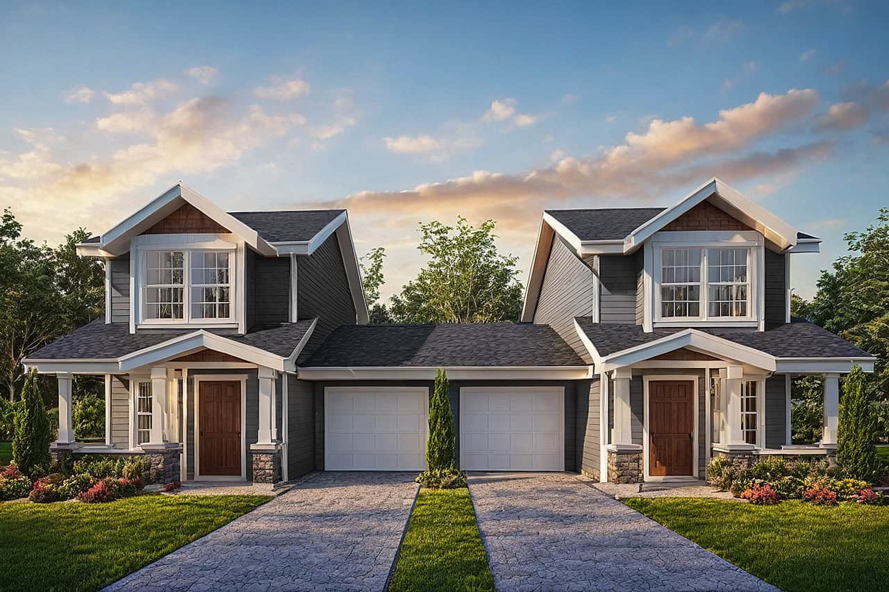 4-Bedroom, 2142 Sq Ft Country Duplex Plan #108-1845 - Main Exterior