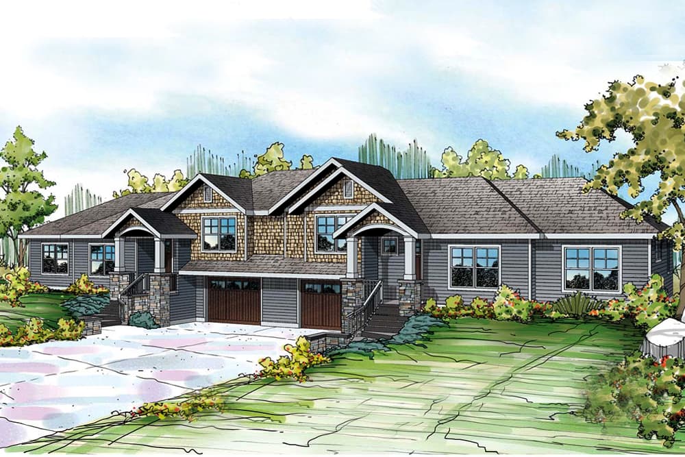 6-Bedroom, 2952 Sq Ft Duplex/Multi-Unit House Plan - 108-1847 - Front Exterior
