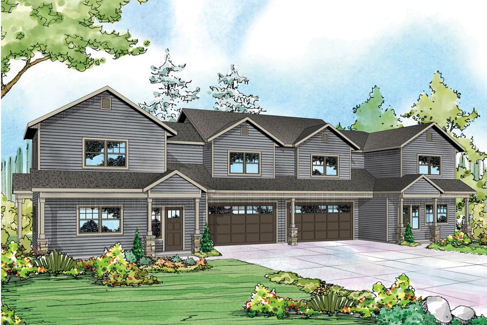 6-Bedroom, 3114 Sq Ft Multi-Unit House Plan - 108-1850 - Front Exterior