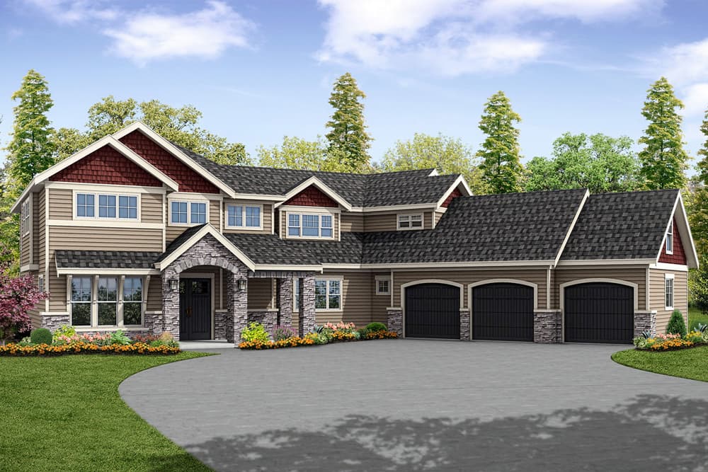 4-Bedroom, 3316 Sq Ft Traditional Home Plan - 108-1858 - Main Exterior