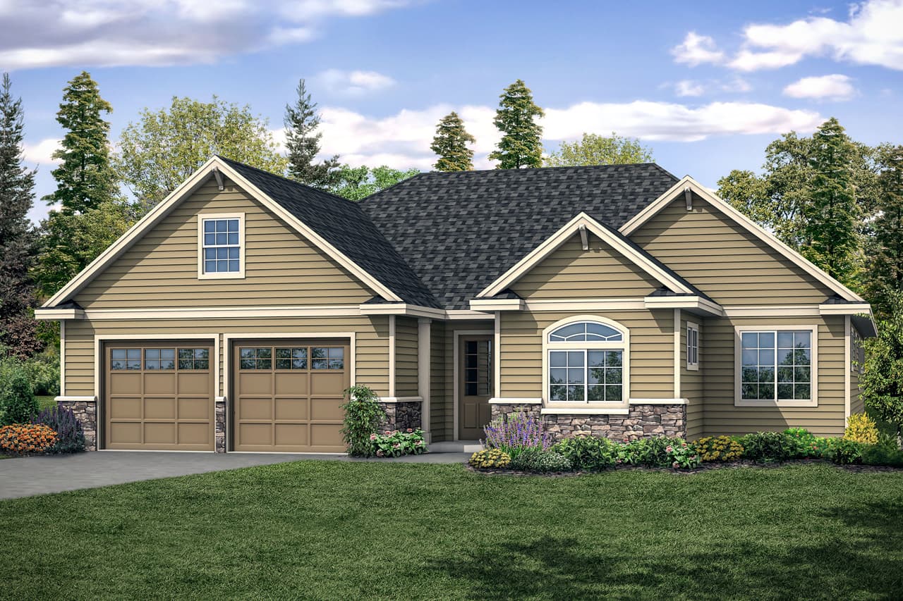 3-Bedroom, 2425 Sq Ft Ranch Home Plan - 108-1919 - Main Exterior