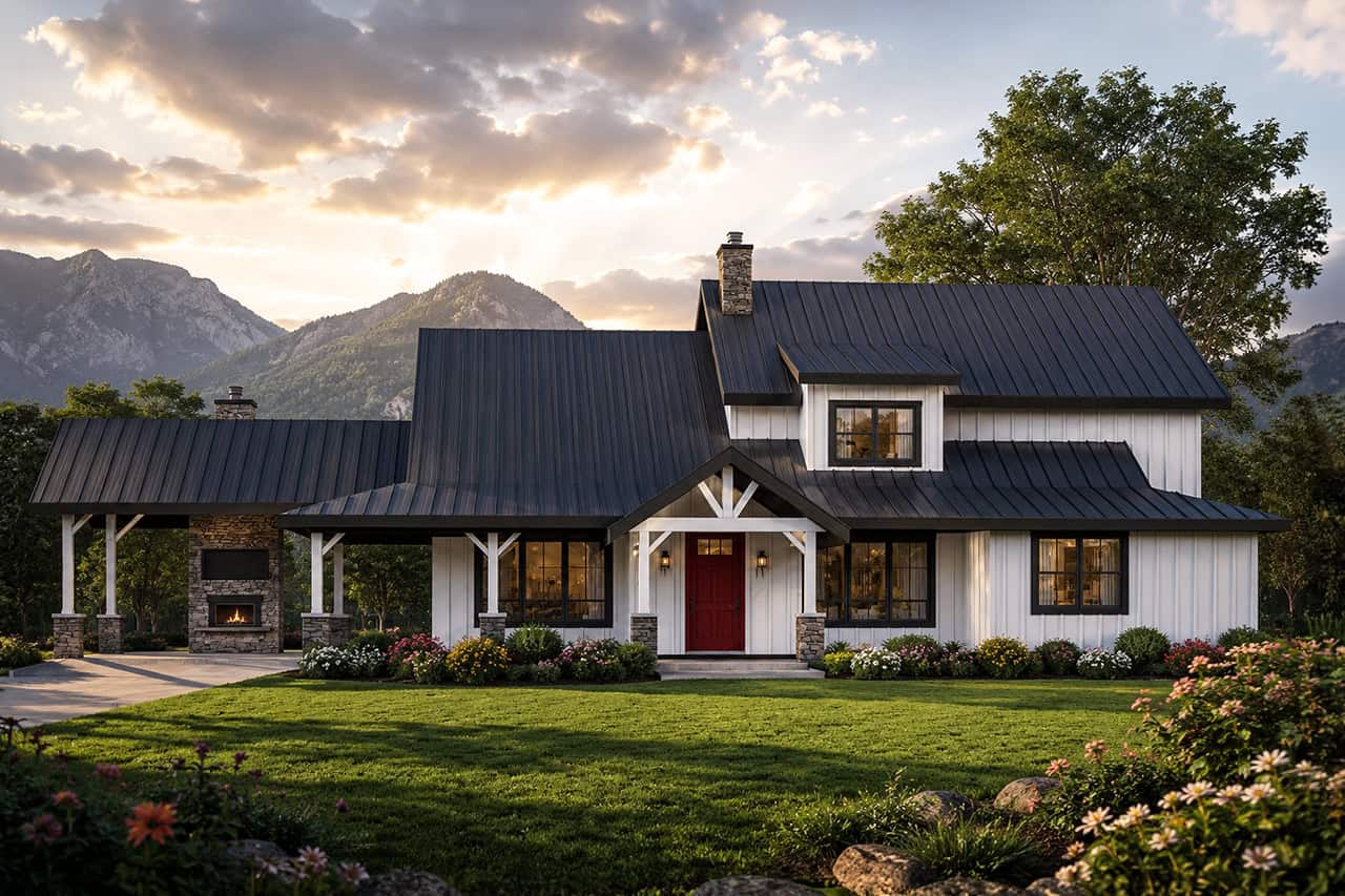 Modern Farmhouse home design (ThePlanCollection: Plan #108-2024)
