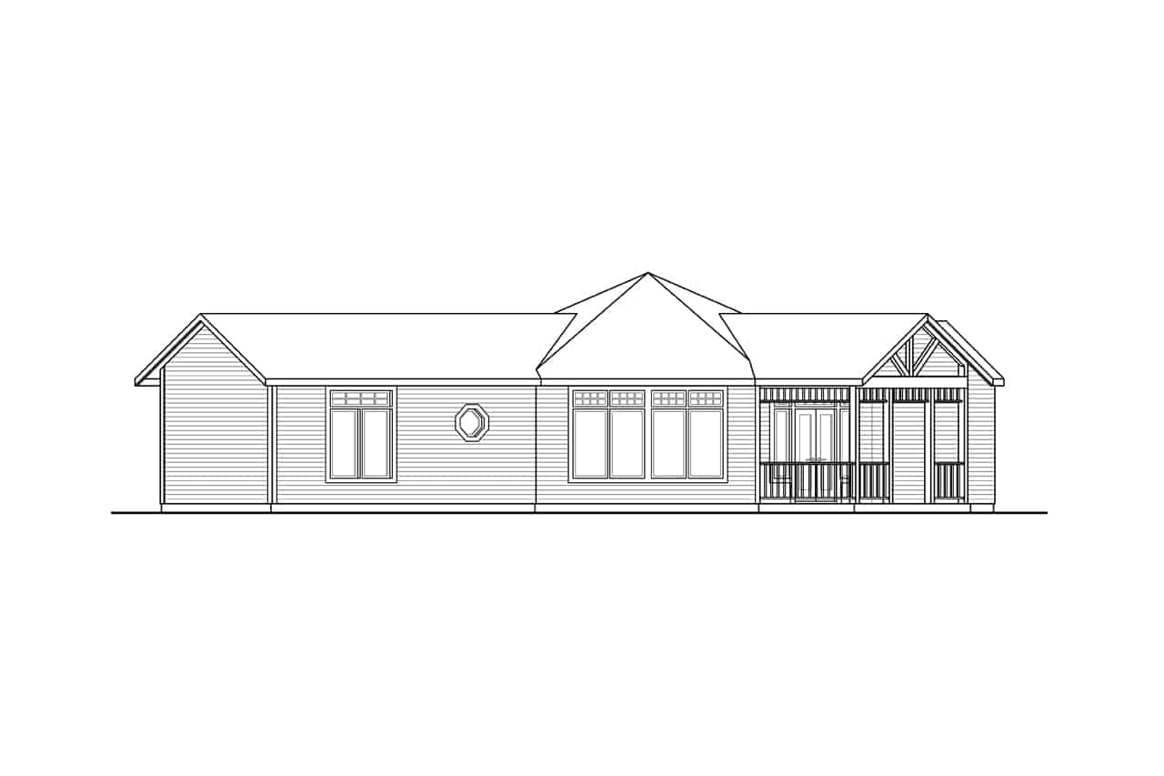 Home Plan Left Elevation of this 1-Bedroom,1219 Sq Ft Plan -108-2052