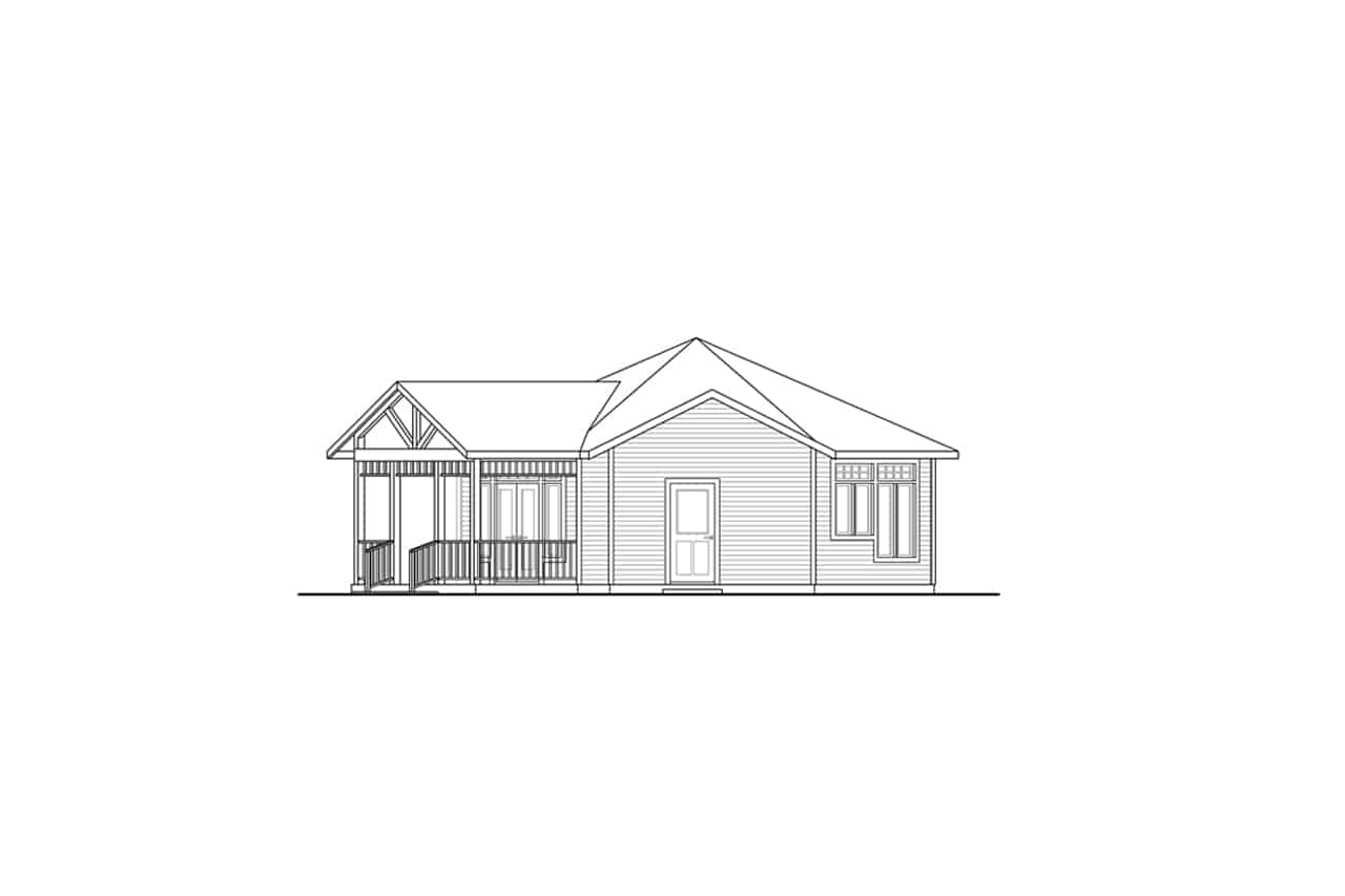 Home Plan Right Elevation of this 1-Bedroom,1219 Sq Ft Plan -108-2052