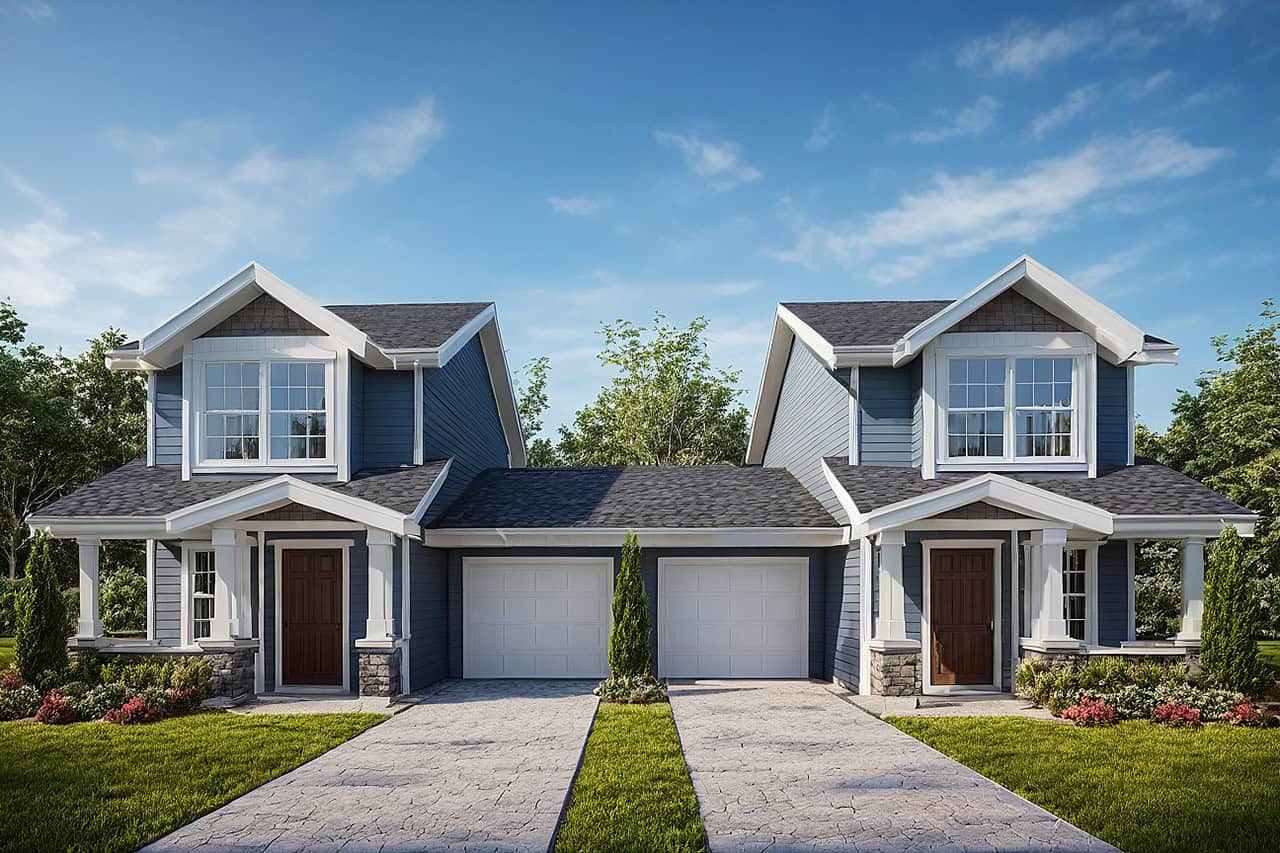 4-Bedroom, 1720 Sq Ft Craftsman Duplex Plan #108-2149 – Main Exterior