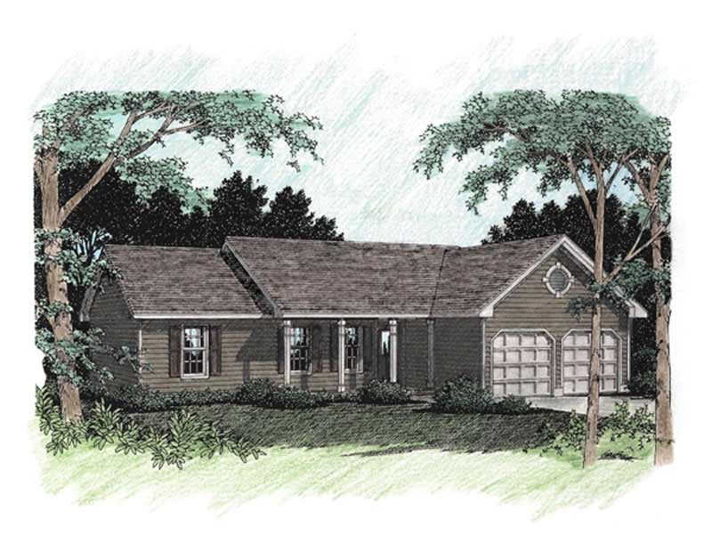 3-Bedroom, 1414 Sq Ft Ranch Home Plan - 109-1061 - Main Exterior