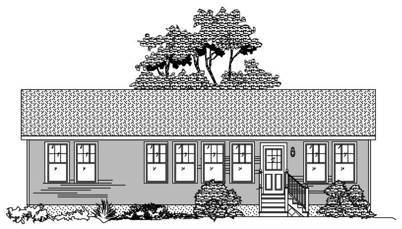2-Bedroom, 1152 Sq Ft Ranch House Plan - 110-1047 - Front Exterior