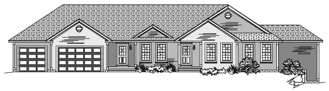3-Bedroom, 2285 Sq Ft Ranch Home Plan - 110-1096 - Main Exterior