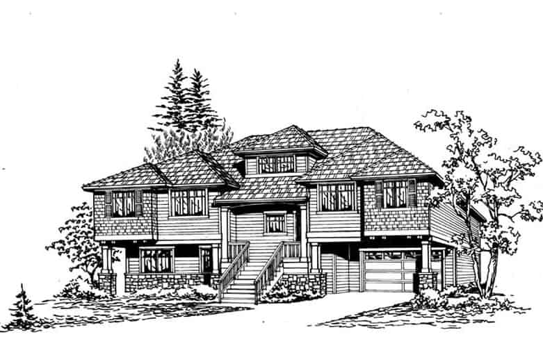 3-Bedroom, 2290 Sq Ft Multi-Level Home Plan - 115-1154 - Main Exterior