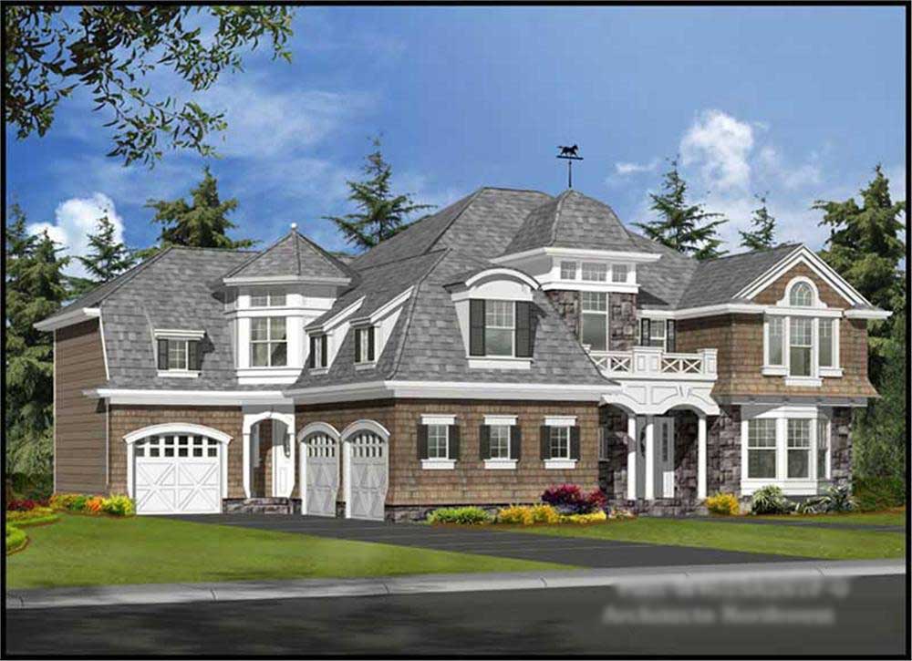 4-Bedroom, 4625 Sq Ft Colonial House Plan - 115-1160 - Front Exterior