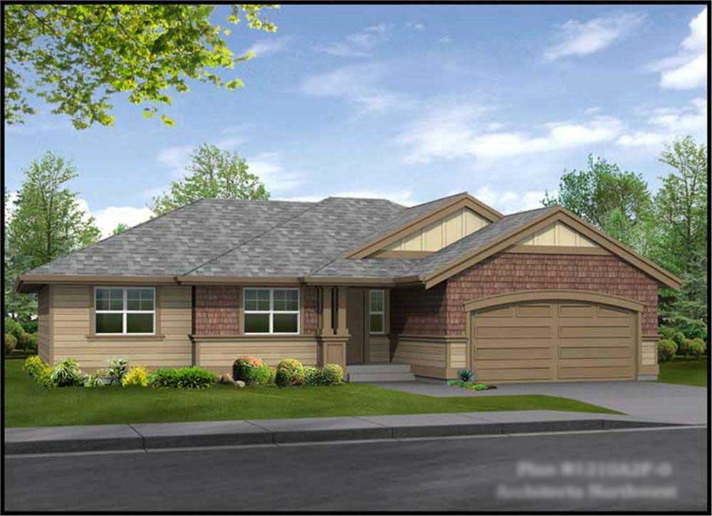 3-Bedroom, 1210 Sq Ft Ranch House Plan - 115-1181 - Front Exterior