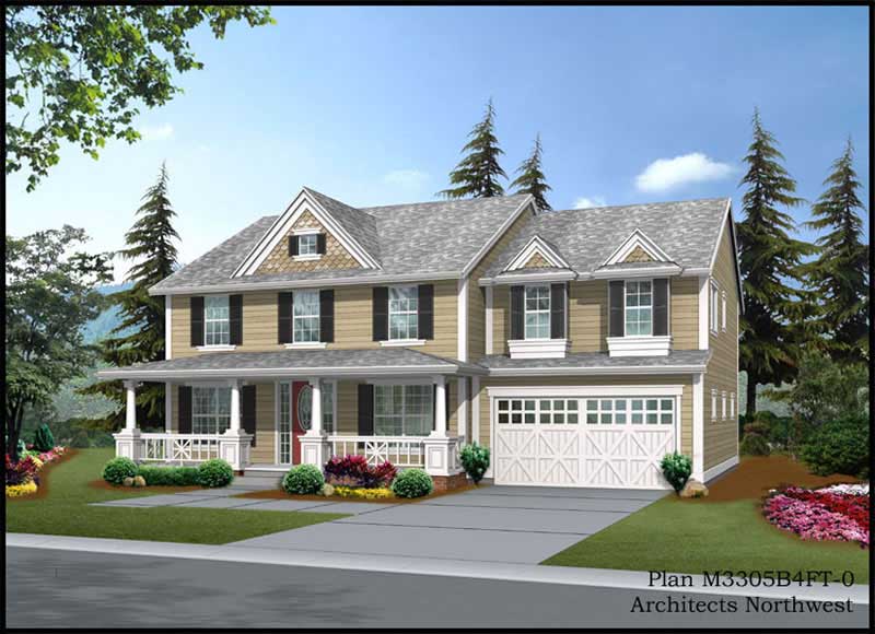 4-Bedroom, 3278 Sq Ft Country Home Plan - 115-1184 - Main Exterior