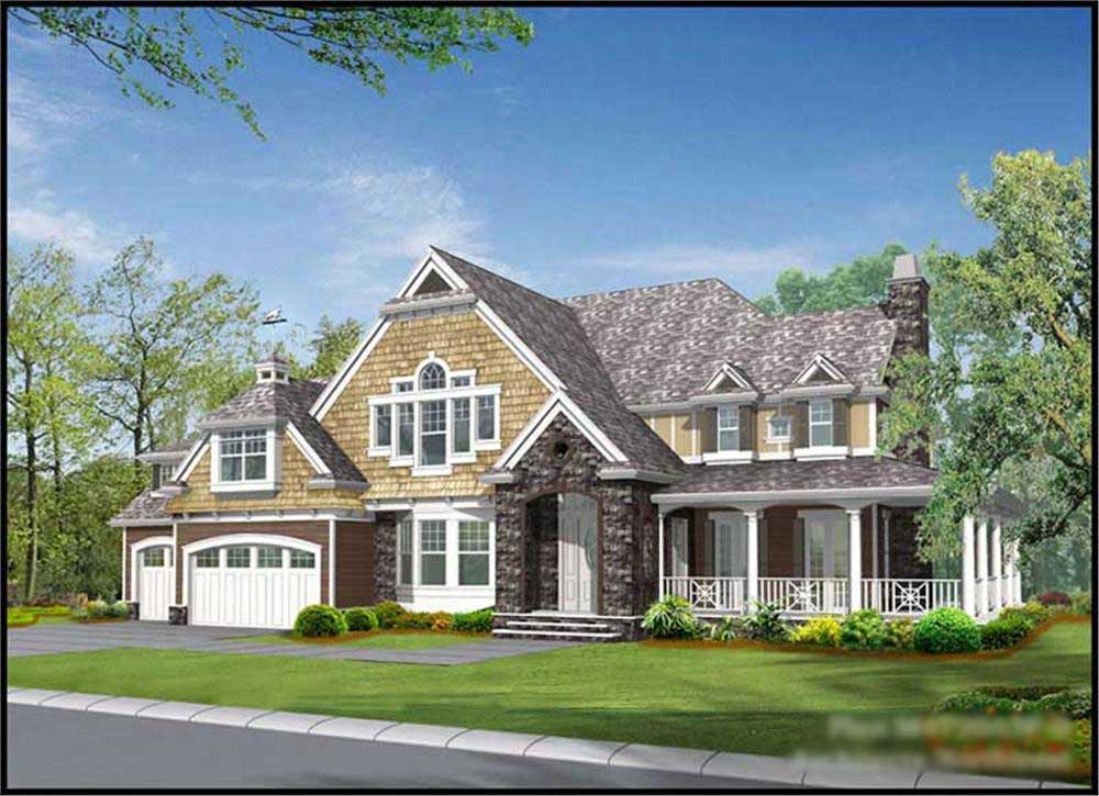4-Bedroom, 4720 Sq Ft Country House Plan - 115-1187 - Front Exterior