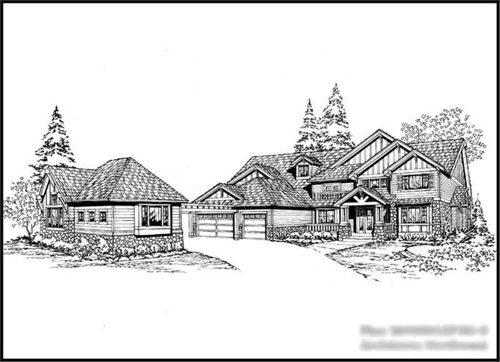4-Bedroom, 4950 Sq Ft Craftsman House Plan - 115-1198 - Front Exterior