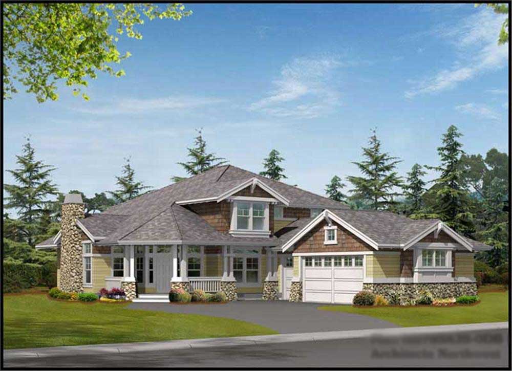 5-Bedroom, 3915 Sq Ft Ranch House Plan - 115-1210 - Front Exterior