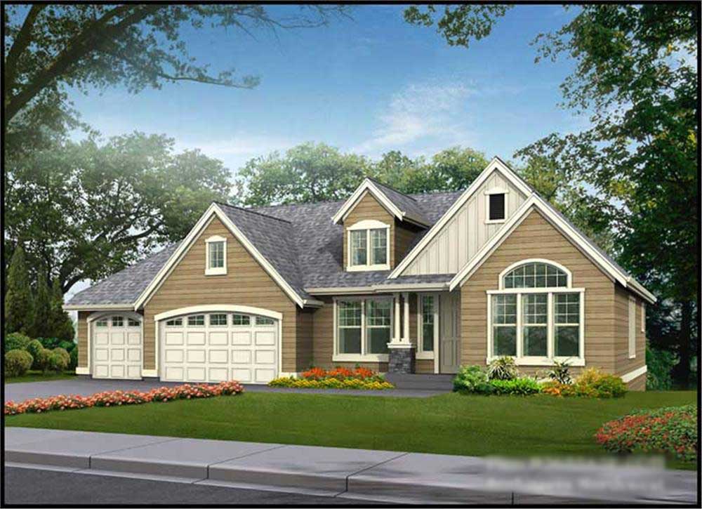 3-Bedroom, 2655 Sq Ft Ranch Home Plan - 115-1215 - Main Exterior