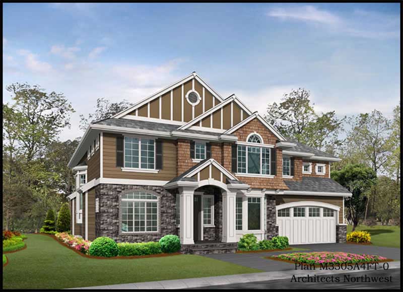 4-Bedroom, 3305 Sq Ft Craftsman Home Plan - 115-1261 - Main Exterior
