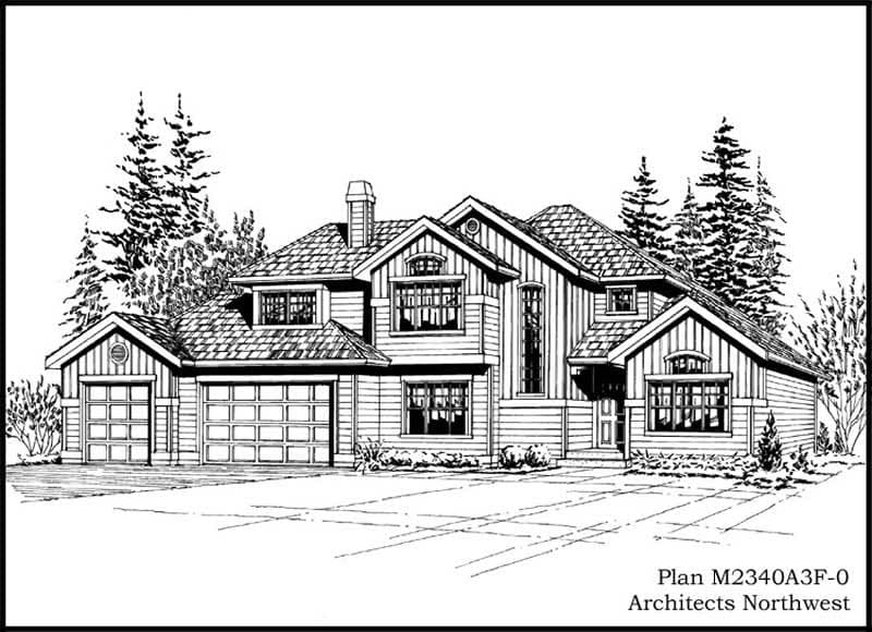 4-Bedroom, 2340 Sq Ft European House Plan - 115-1294 - Front Exterior