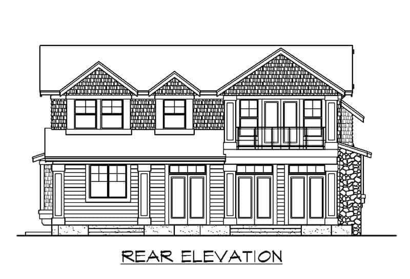 Home Plan Rear Elevation of this 3-Bedroom,2823 Sq Ft Plan -115-1342