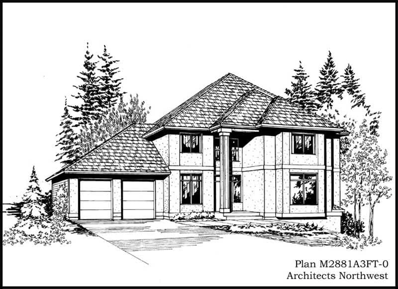 4-Bedroom, 2819 Sq Ft Contemporary Home Plan - 115-1420 - Main Exterior