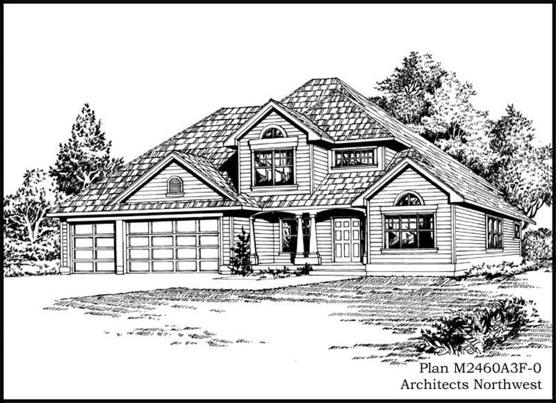 4-Bedroom, 2460 Sq Ft European House Plan - 115-1451 - Front Exterior