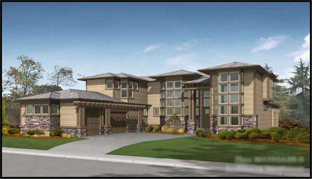 4-Bedroom, 4395 Sq Ft Contemporary Home Plan - 115-1467 - Main Exterior