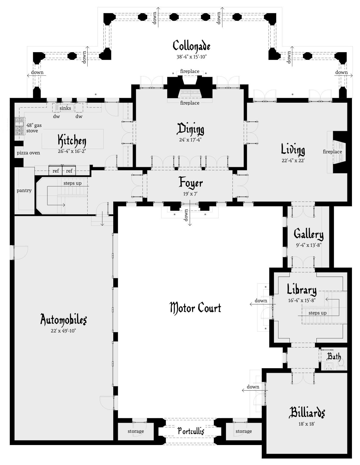 Floor Plan First Story of Concrete Block/ ICF Design Plan #116-1010
