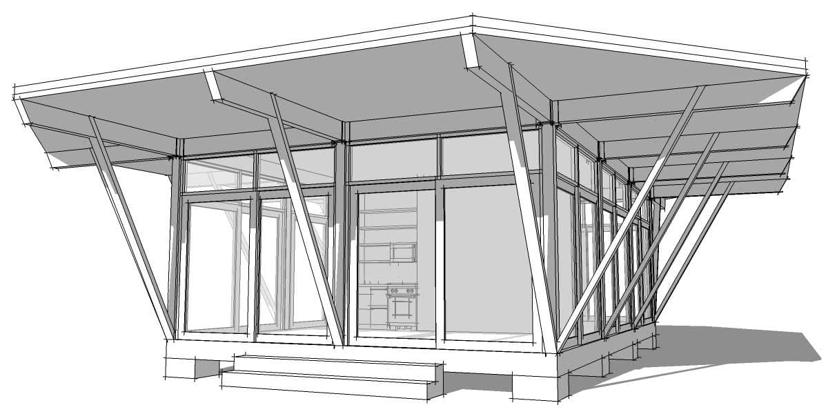 2-Bedroom, 688 Sq Ft Modern Home Plan - 116-1035 - Main Exterior