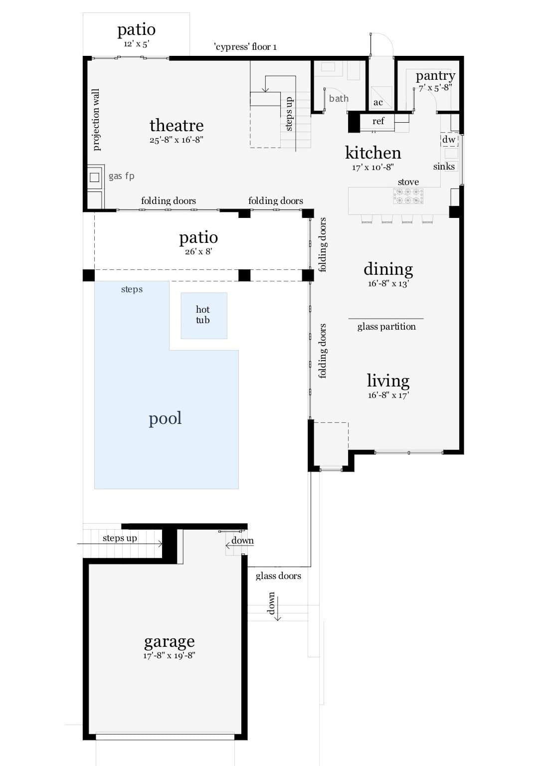 Floor Plan First Story of Modern Plan #116-1081