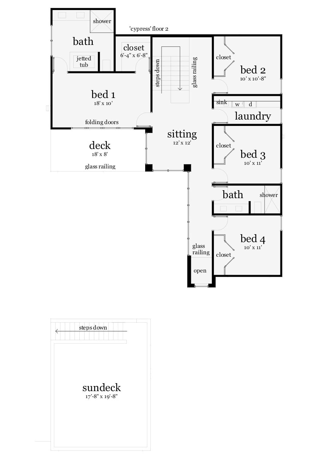 Floor Plan Second Story of Modern Plan #116-1081