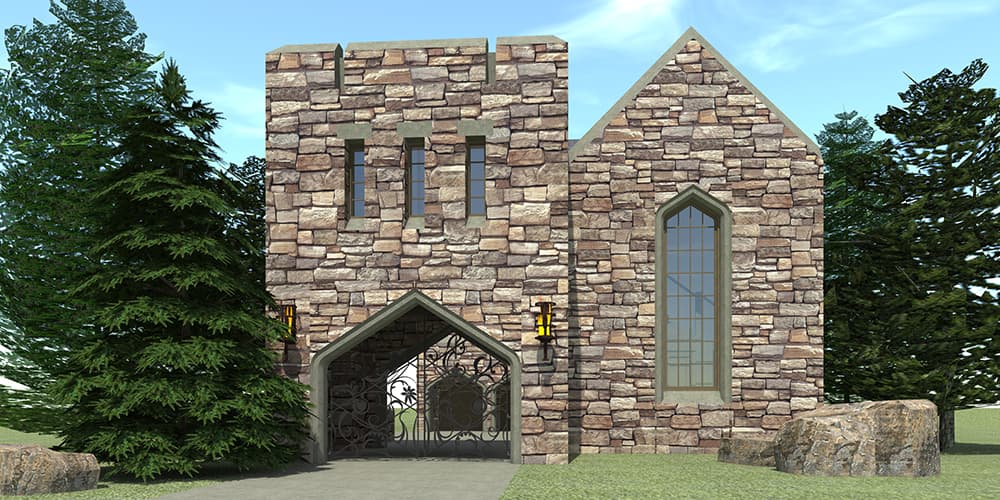 Color rendering of Historic style European Castle home plan (ThePlanCollection: House Plan #116-1116)