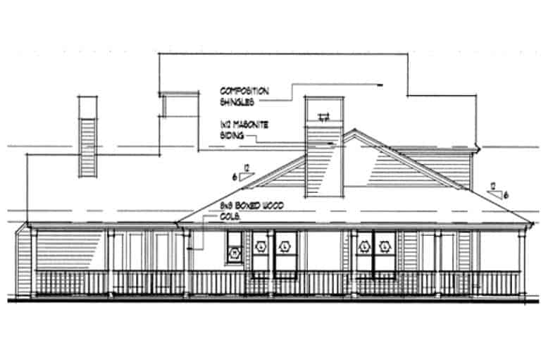 Home Plan Rear Elevation of this 3-Bedroom,2420 Sq Ft Plan -117-1046