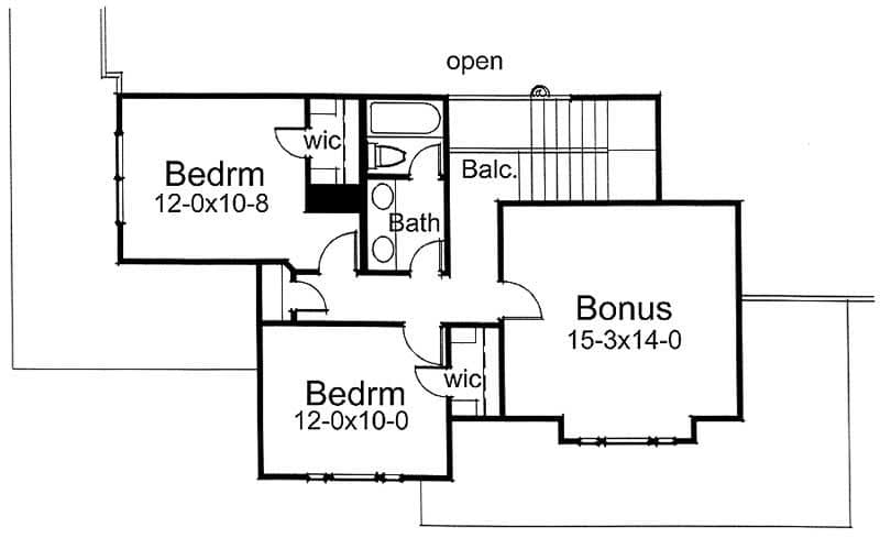 Floor Plan Upper Level of Farmhouse Plan #117-1046