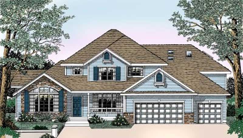 4-Bedroom, 2917 Sq Ft Country House Plan - 119-1147 - Front Exterior