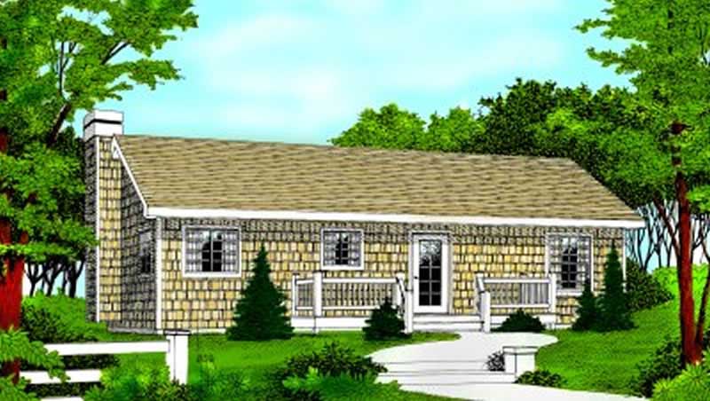 2-Bedroom, 960 Sq Ft Ranch House Plan - 119-1187 - Front Exterior