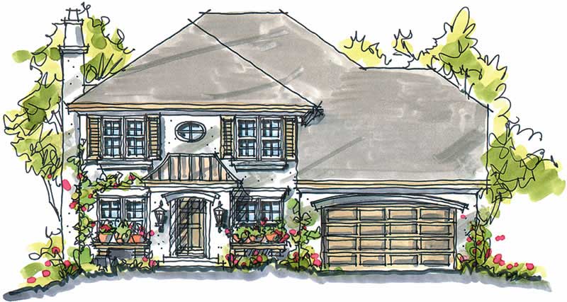 4-Bedroom, 2550 Sq Ft European House Plan - 120-1363 - Front Exterior