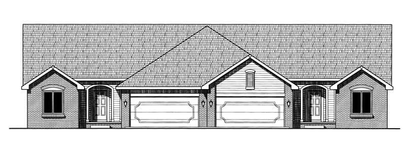 3-Bedroom, 1392 Sq Ft Multi-Unit Home Plan - 120-1512 - Main Exterior