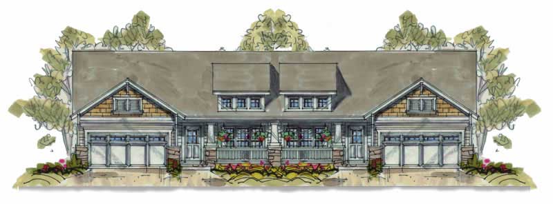 3-Bedroom, 1195 Sq Ft Per Unit Duplex Plan - 120-1633 - Front Exterior