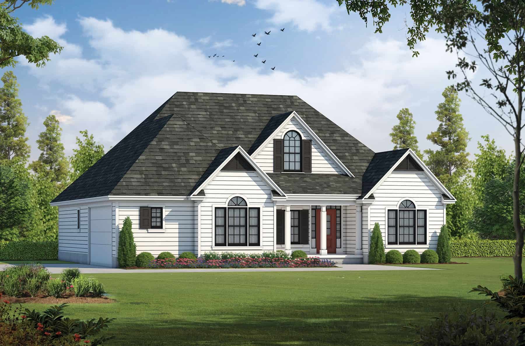 3-Bedroom, 1819 Sq Ft Country House Plan - 120-2021 - Front Exterior