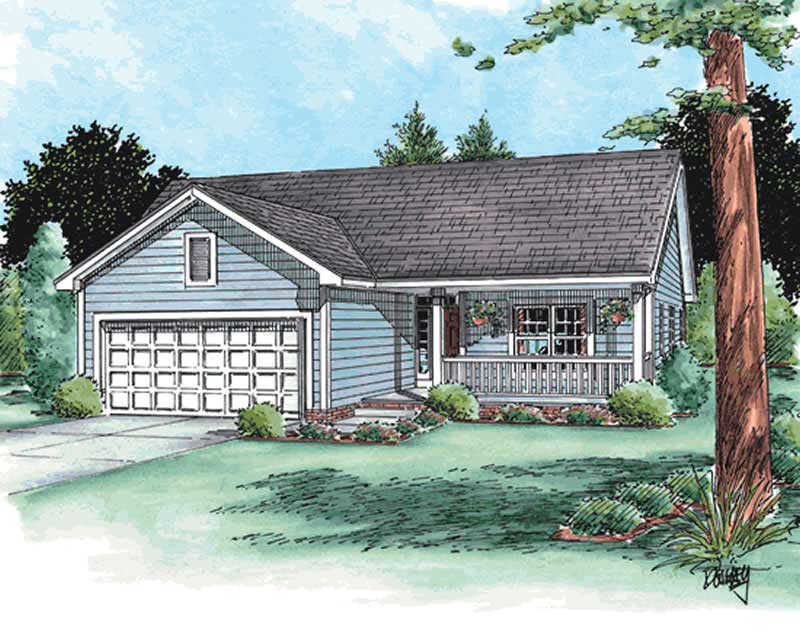 2-Bedroom, 1592 Sq Ft Small House Plans - 120-2097 - Front Exterior