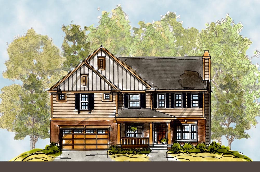 4-Bedroom, 3606 Sq Ft Craftsman Home Plan - 120-2290 - Main Exterior