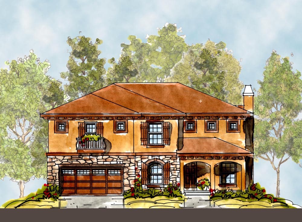 4-Bedroom, 3606 Sq Ft European Home Plan - 120-2291 - Main Exterior