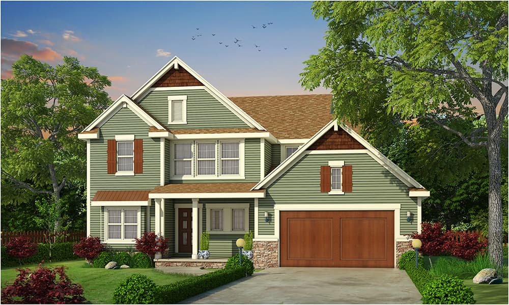 3-Bedroom, 2165 Sq Ft Craftsman Home Plan - 120-2465 - Main Exterior