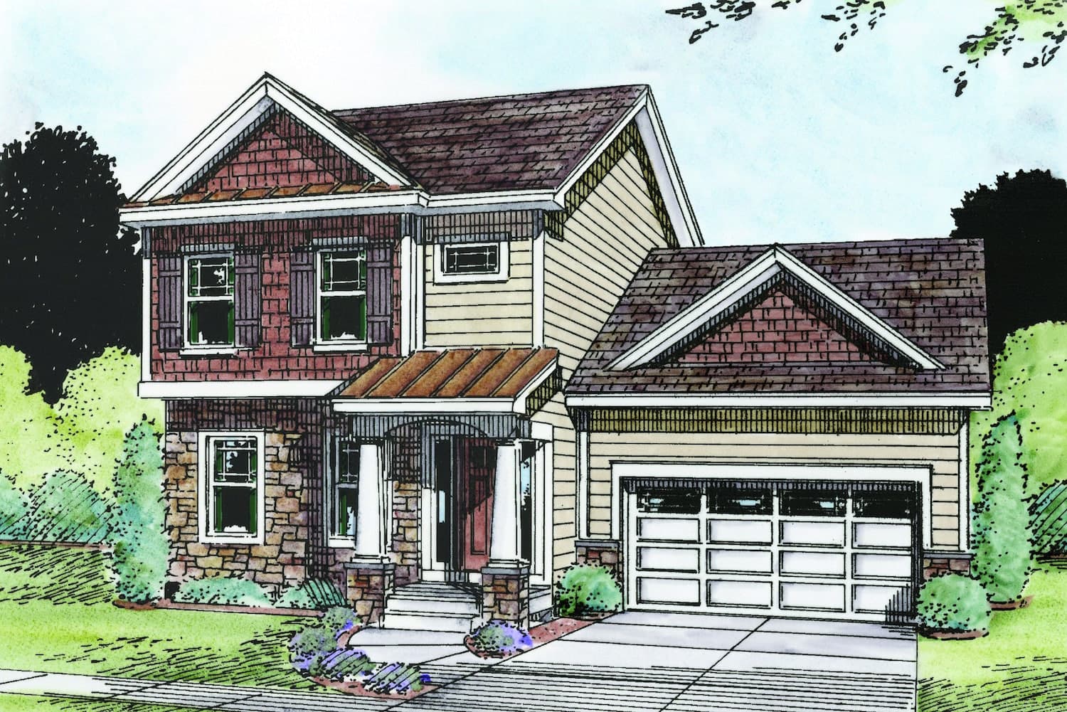4-Bedroom, 2338 Sq Ft Traditional Home Plan - 120-2484 - Main Exterior