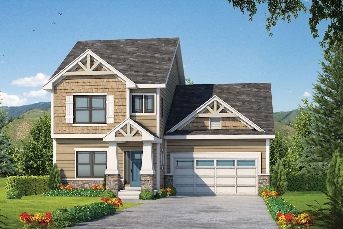 4-Bedroom, 2381 Sq Ft Craftsman House Plan - 120-2574 - Front Exterior