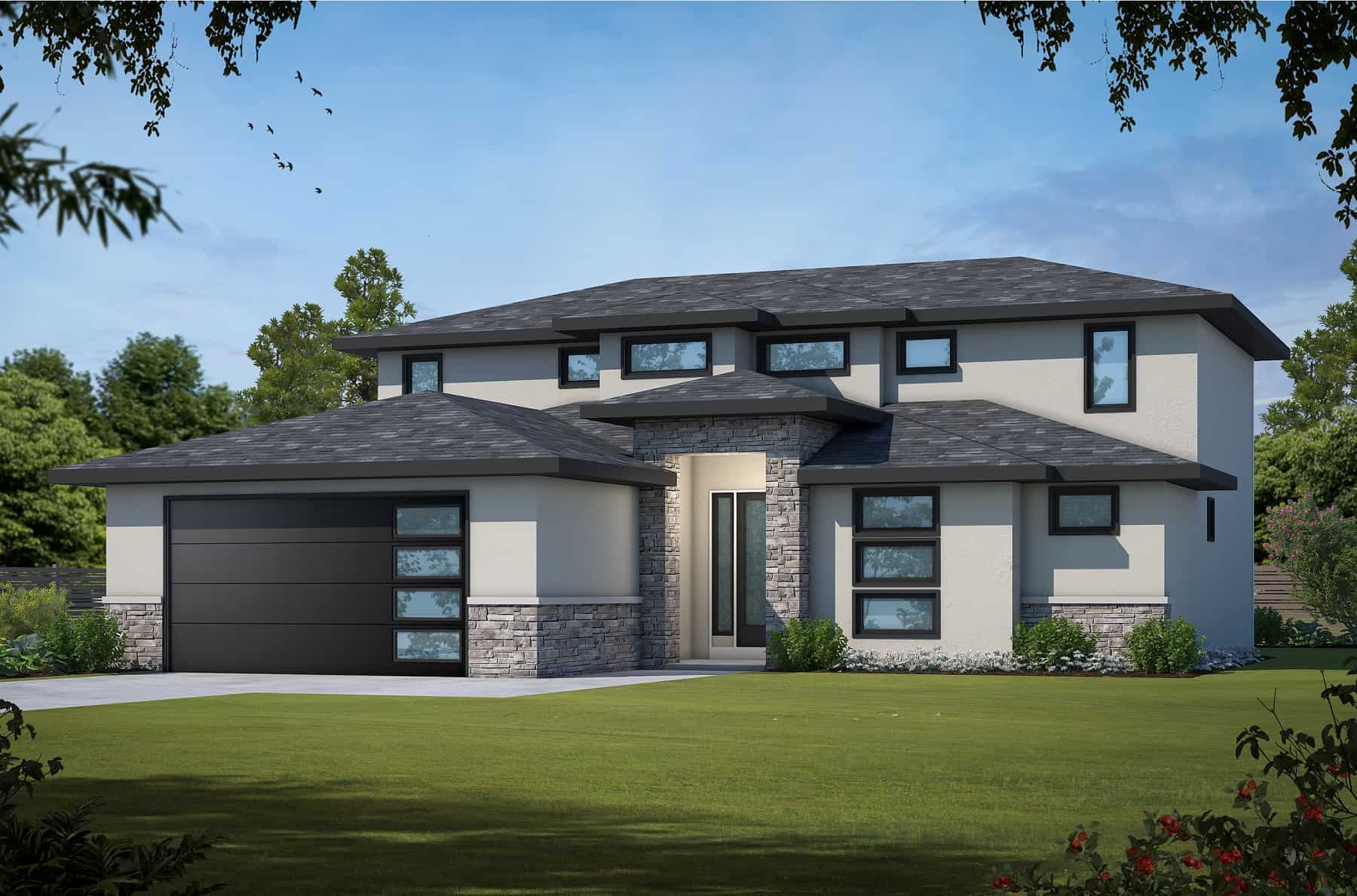 Contemporary Prairie Home Plan - 4 Bedrms, 3.5 Baths - 2620 Sq Ft