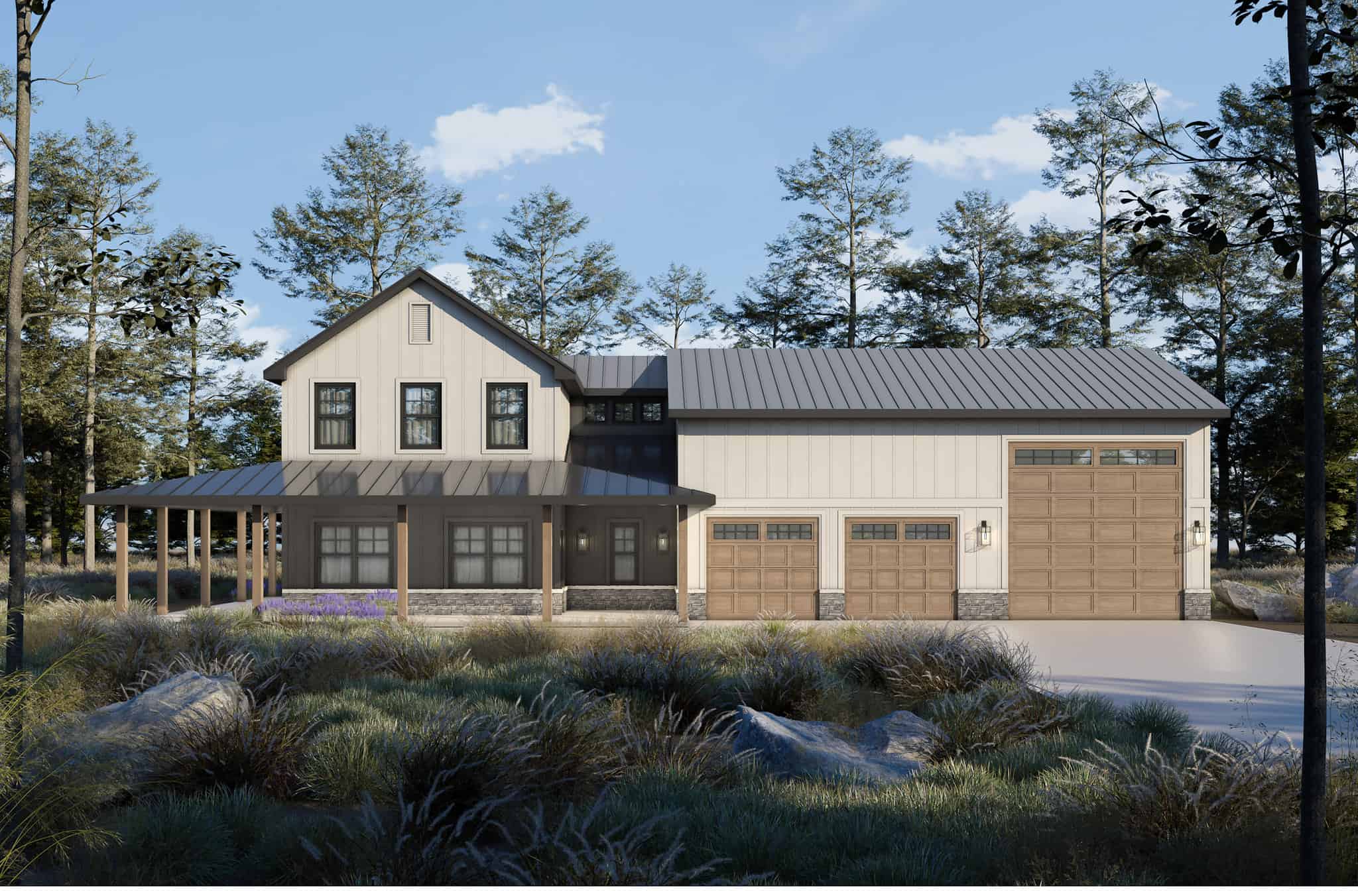 3-Bedroom, 2042 Sq Ft Barndominium House Plan - 120-2811 - Front Exterior