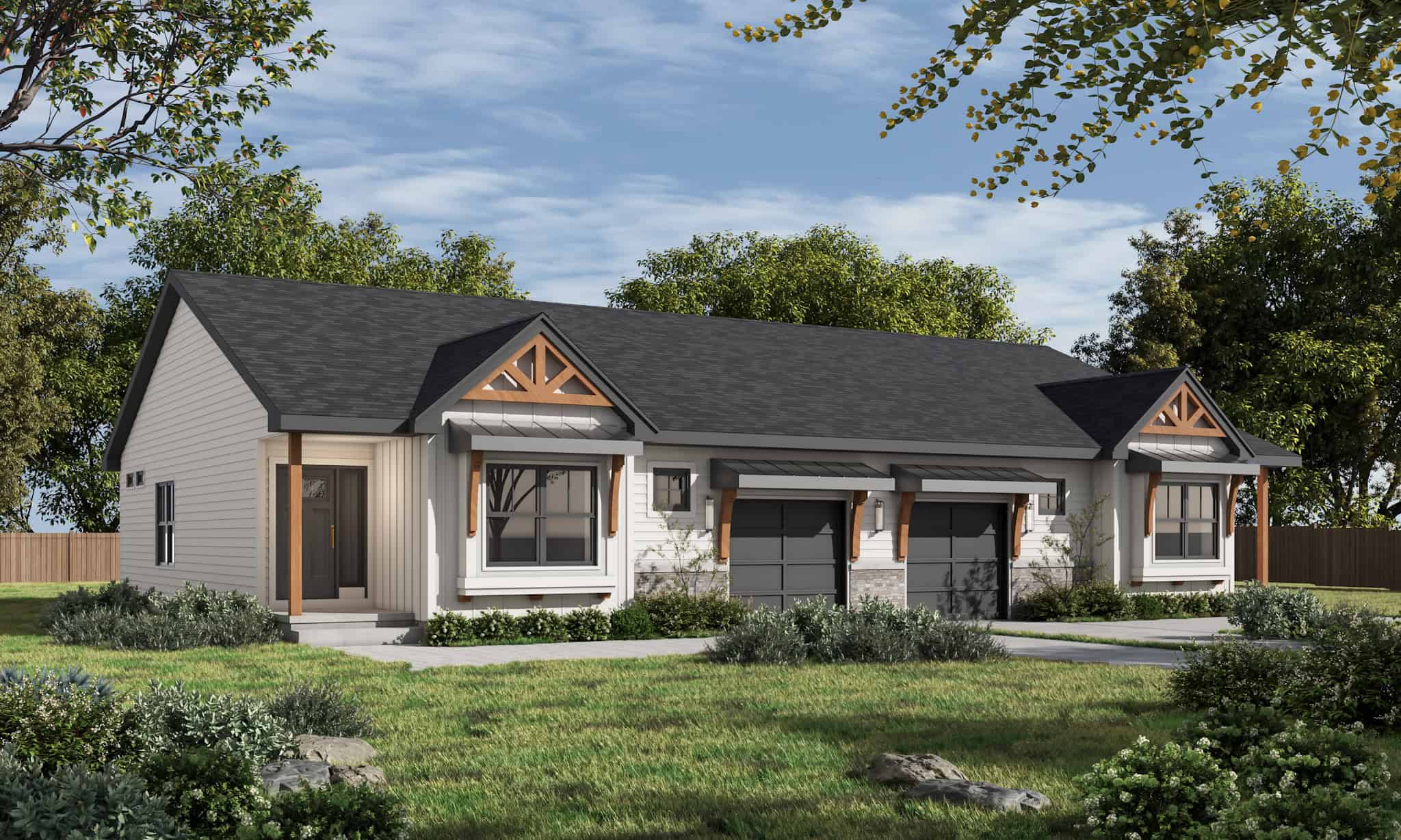 Front elevation of Duplex/Multi-Unit home (ThePlanCollection: House Plan #120-2838)